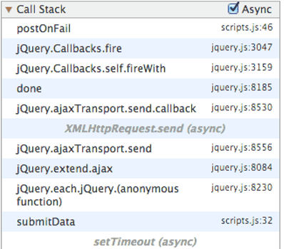 An example async call stack
